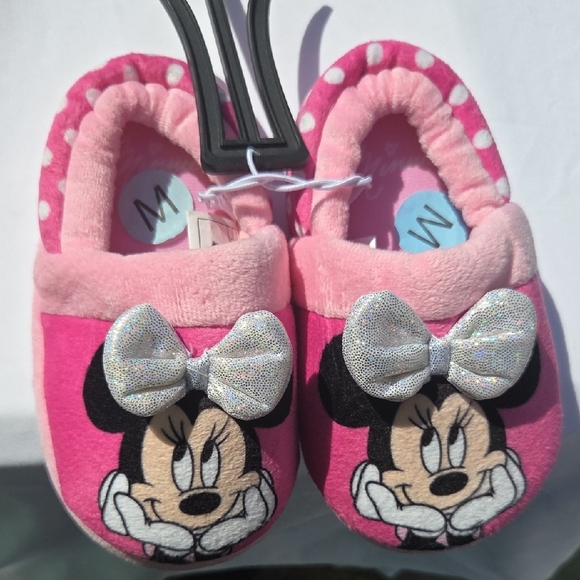 Disney Pink Minnie Mouse Slippers with Glittery Bow - Picture 2 of 6